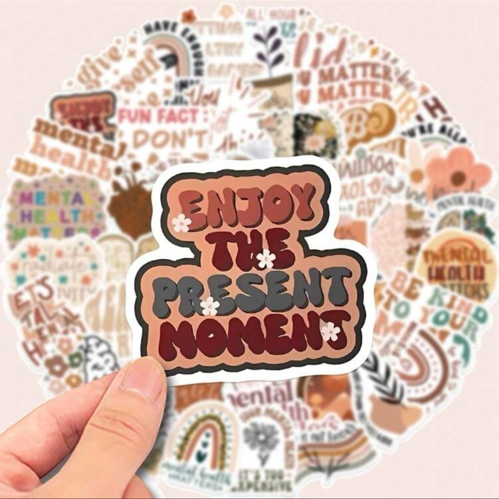 50 Boho Motivational Mental Health Stickers
